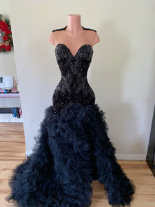 Black Widow Tulle Prom Gown (READY TO SHIP)