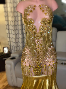 Ari Gold Rhinestone Fringe Gown (READY TO SHIP)