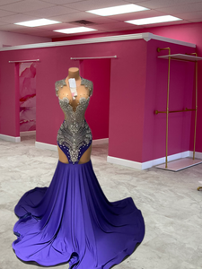 Tina Purple Fringe Prom Gown (READY TO SHIP)