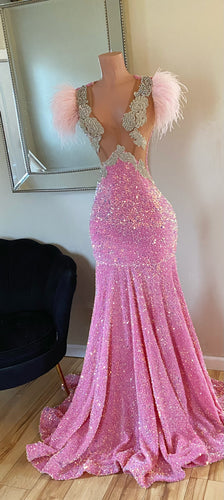 Kamala Pink Sequin Prom Gown (READY TO SHIP)