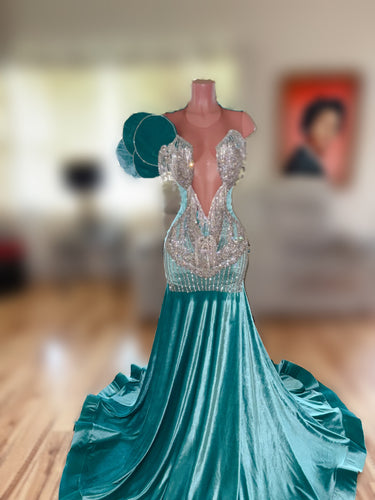 Envy Rhinestone Fringe Gown (READY TO SHIP) Large