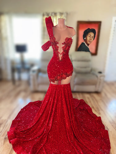 Ruby Red Prom Gown (READY TO SHIP) Sm/Med