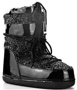 Black Glitter Moon Boots