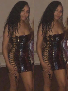 Porsha Sequin Lace Up Dress