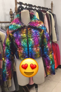 Multicolor Sequin Bubble Jacket