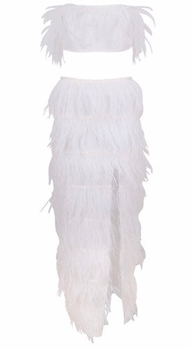 White Feather Two Piece Set