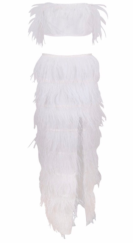 White Feather Two Piece Set