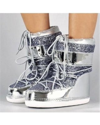 Silver Glitter Moon Boots