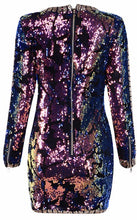 Multicolor Sequin & Velvet Party Dress
