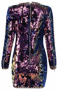 Multicolor Sequin & Velvet Party Dress