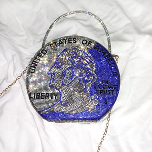 Money Rhinestone Clutch Bag