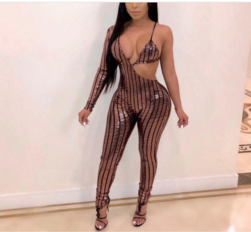 Antionette Cut Out Sequin Jumpsuit