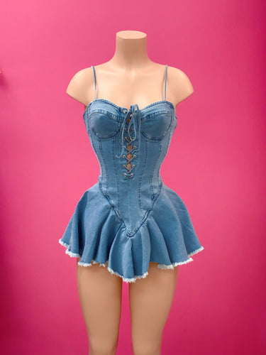 Tynika Lace Up Demin Dress