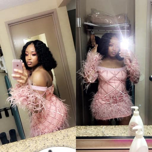 Courtney Feathered Pearl Dress
