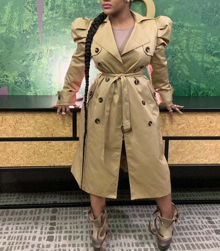 Kerri Puff Sleeve Trench Coat